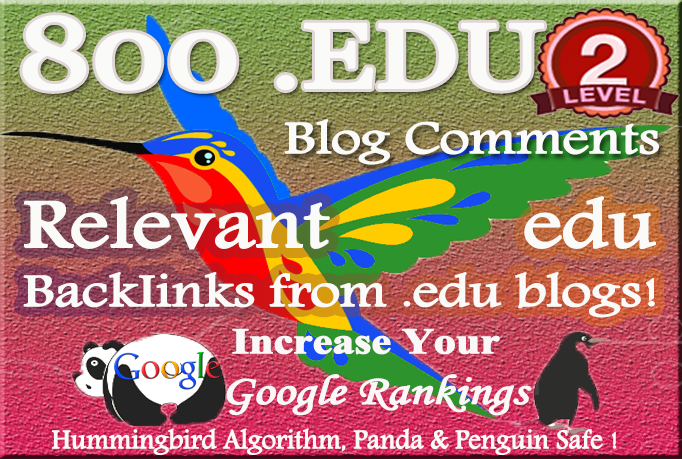 will 800 relevant edu blog Comment Backlinks to improve your Google rank for