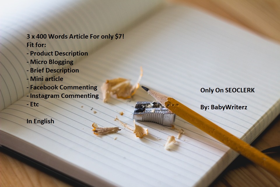 will 3 x 400 words article fresh unique high quality