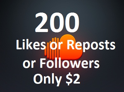 will 200 NON DROP Soundcloud Likes OR Repost OR Followers To Any Track OR Profile