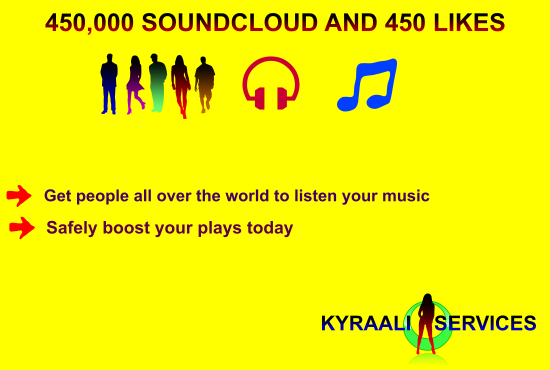 will i will give you 450,000 soundcloud plays and 450 likes