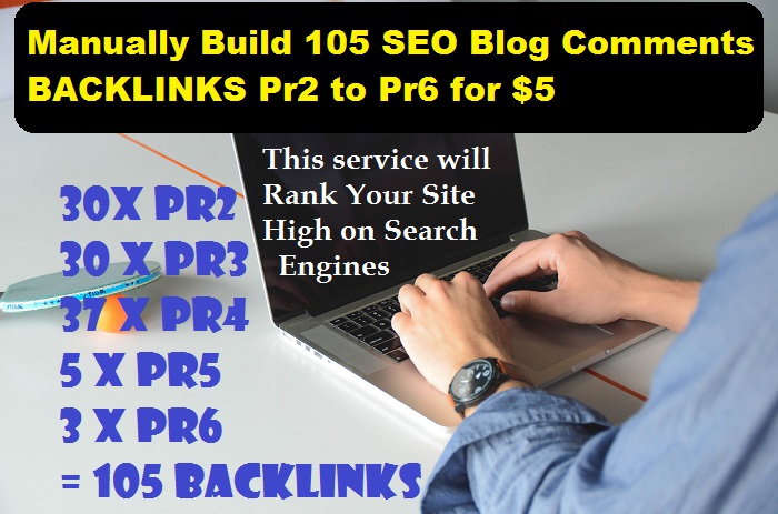 will 105 SEO blog comments backlinks pr2 to pr6