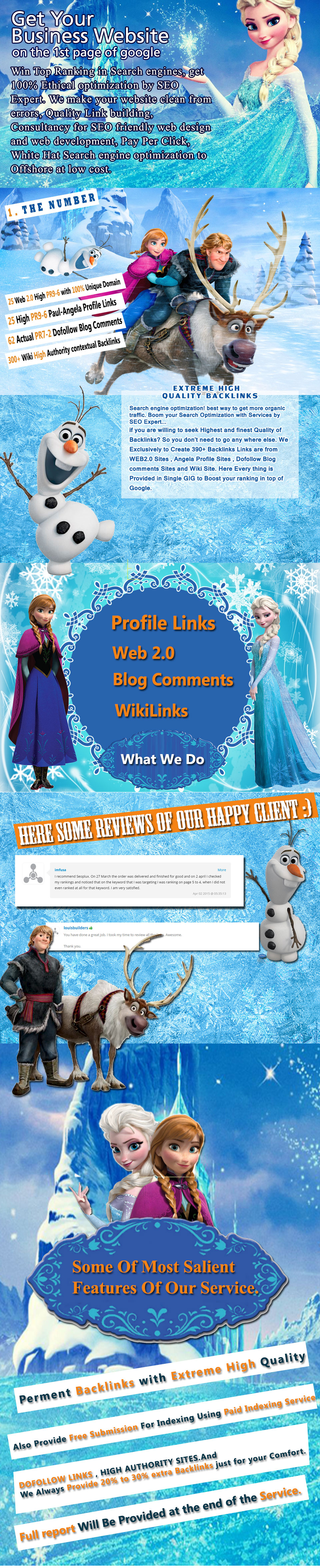will up your businnes site in Google top page for Frozen best White hat SEO