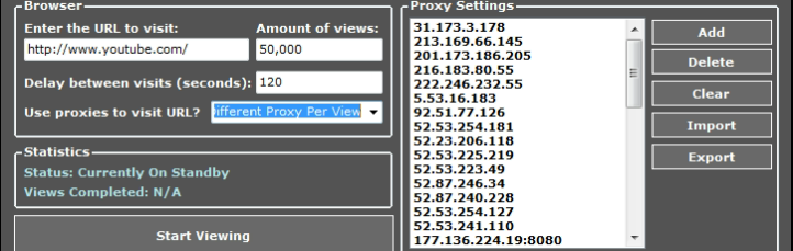 will Youtube View Bot Software with Proxy support