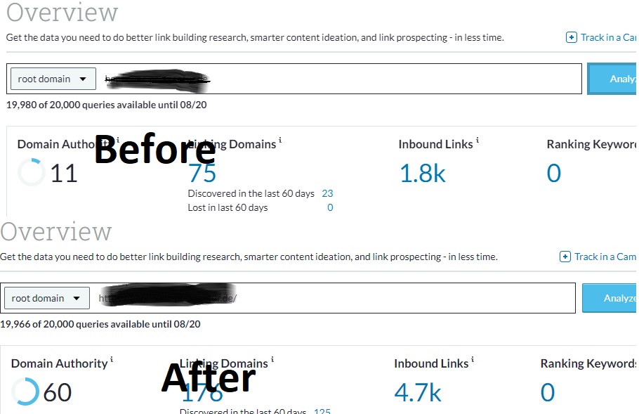 I will increase domain authority moz DA 0 to 45 plus in 15 days