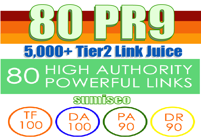 Create 80 PR9 Backlinks DA-100 with 5000 Tier2 Links Easy Link Juice & Faster Index