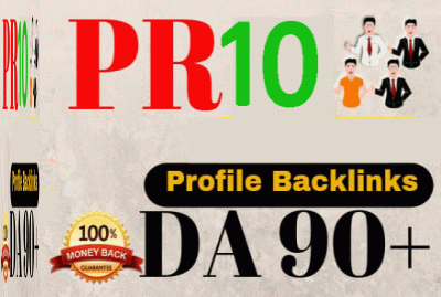 50+PR10, DA90+ Profile Backlinks To Increase Your Google Rank
