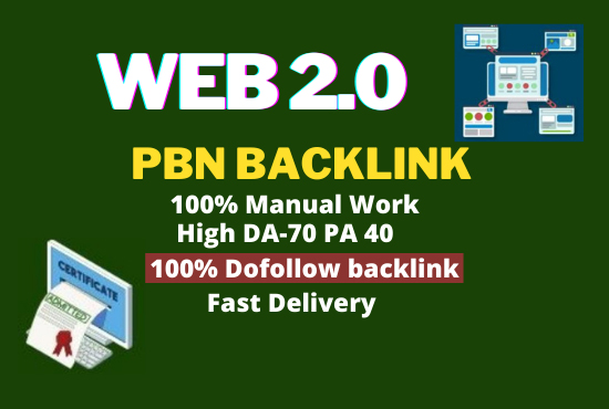 45 web 2.0 Powerful backlinks high DA Do-follow link building permanent PBN link