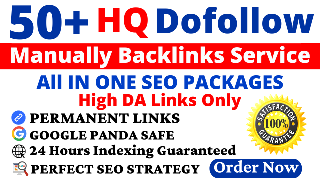50+ Manual Dofollow Backlinks Web2, PBN, Profile, Wiki, Bookmark & Link Building Service