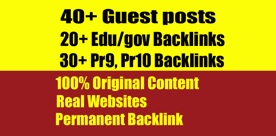I Will MANUALLY Do 40+ high quality guest posts with 30+ PR9 and 20+ edu backlinks on high DA sites