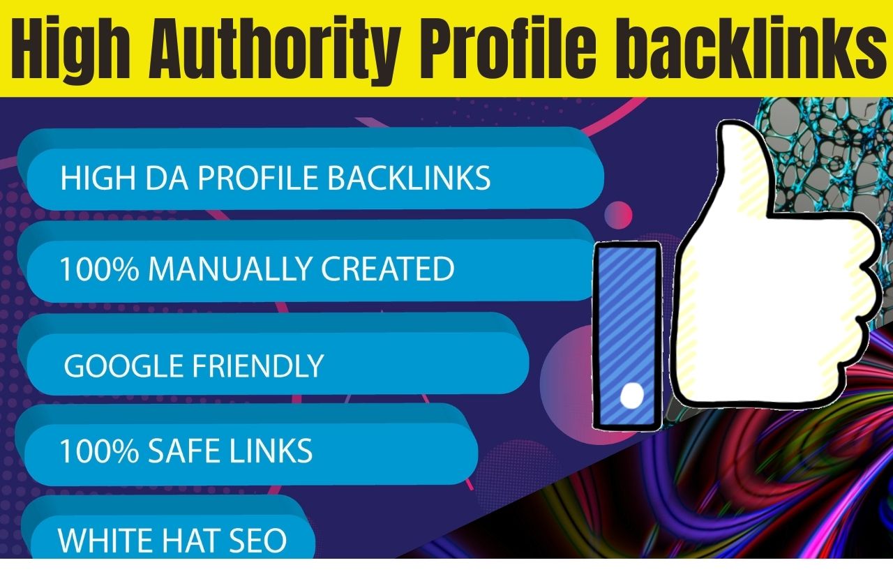 I will do manually 100 high authority profile backlinks for google ranking