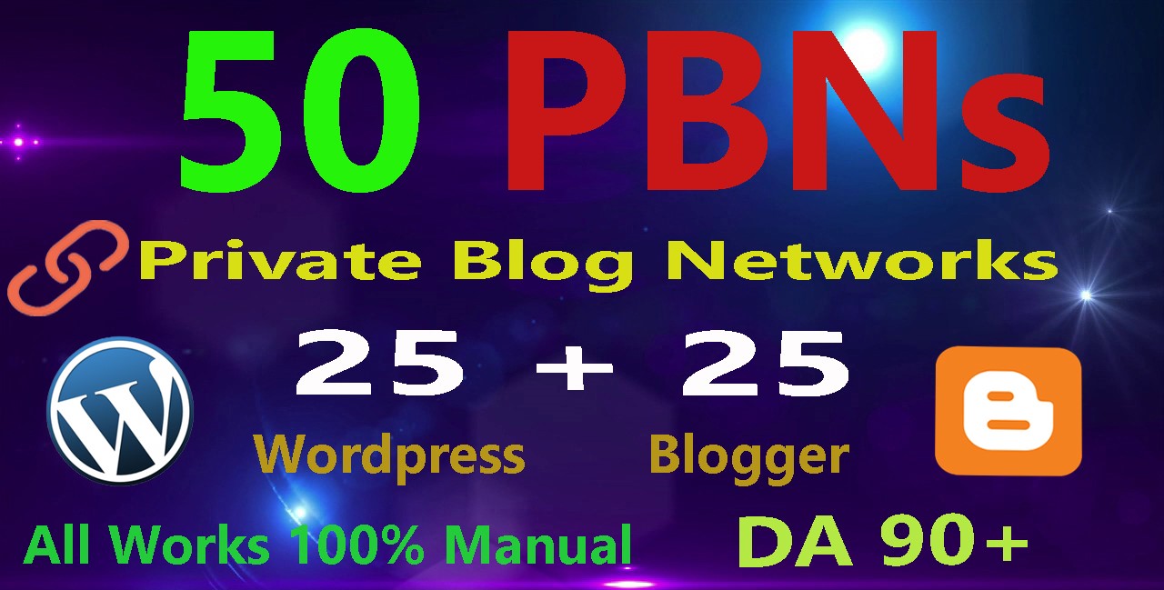 I will Manually Do-50 PBN POSTs Blogger and WordPress 90 High DA-PA