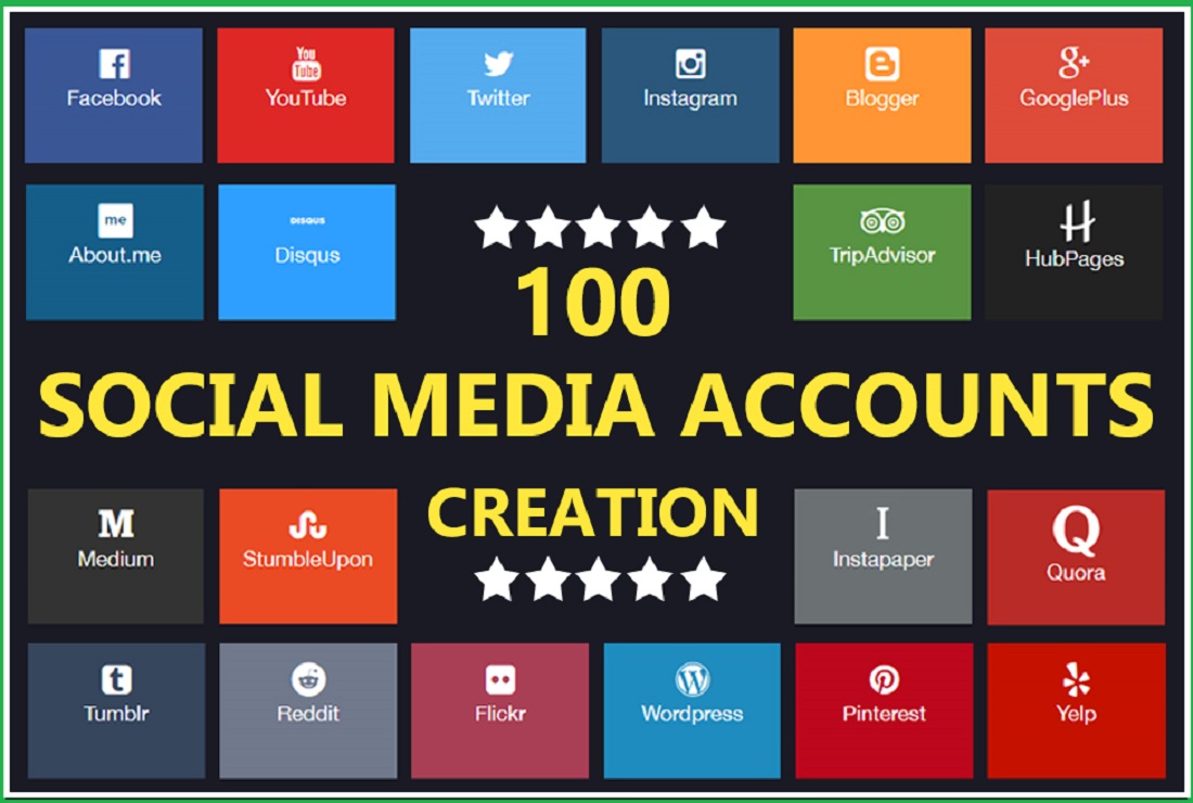 I will create 100 social media profile for brand creation