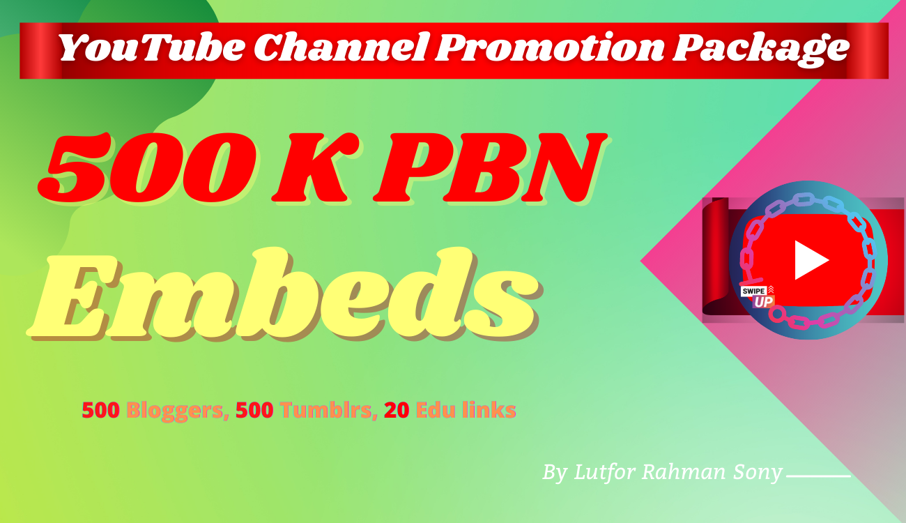 Youtube embed Backlink Promotion full Package