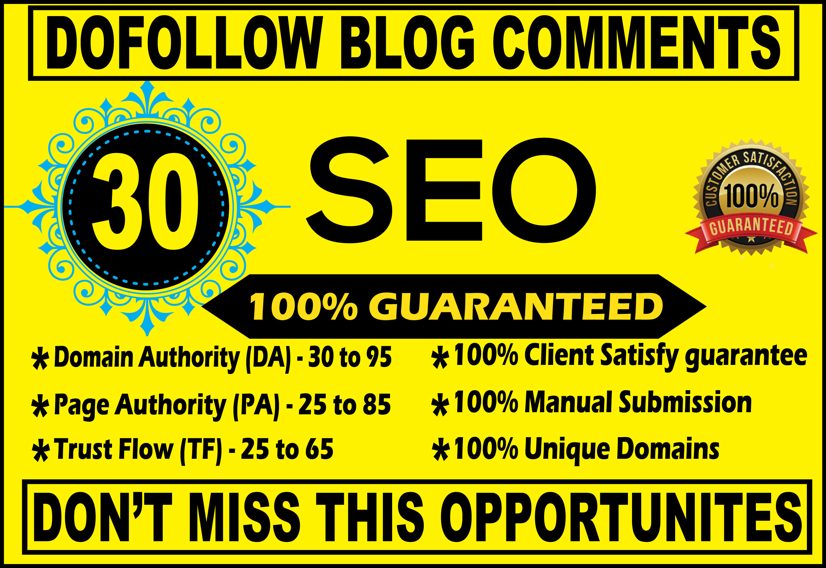 I will do 30 high quality dofollow blog comments backlinks 