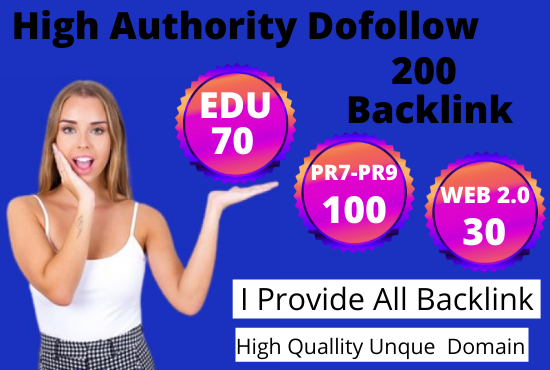 Do Manually 70 EDU with 100 PR 7 PR 9 And 30 WEB 2.0 High DA PA unique Backlinks