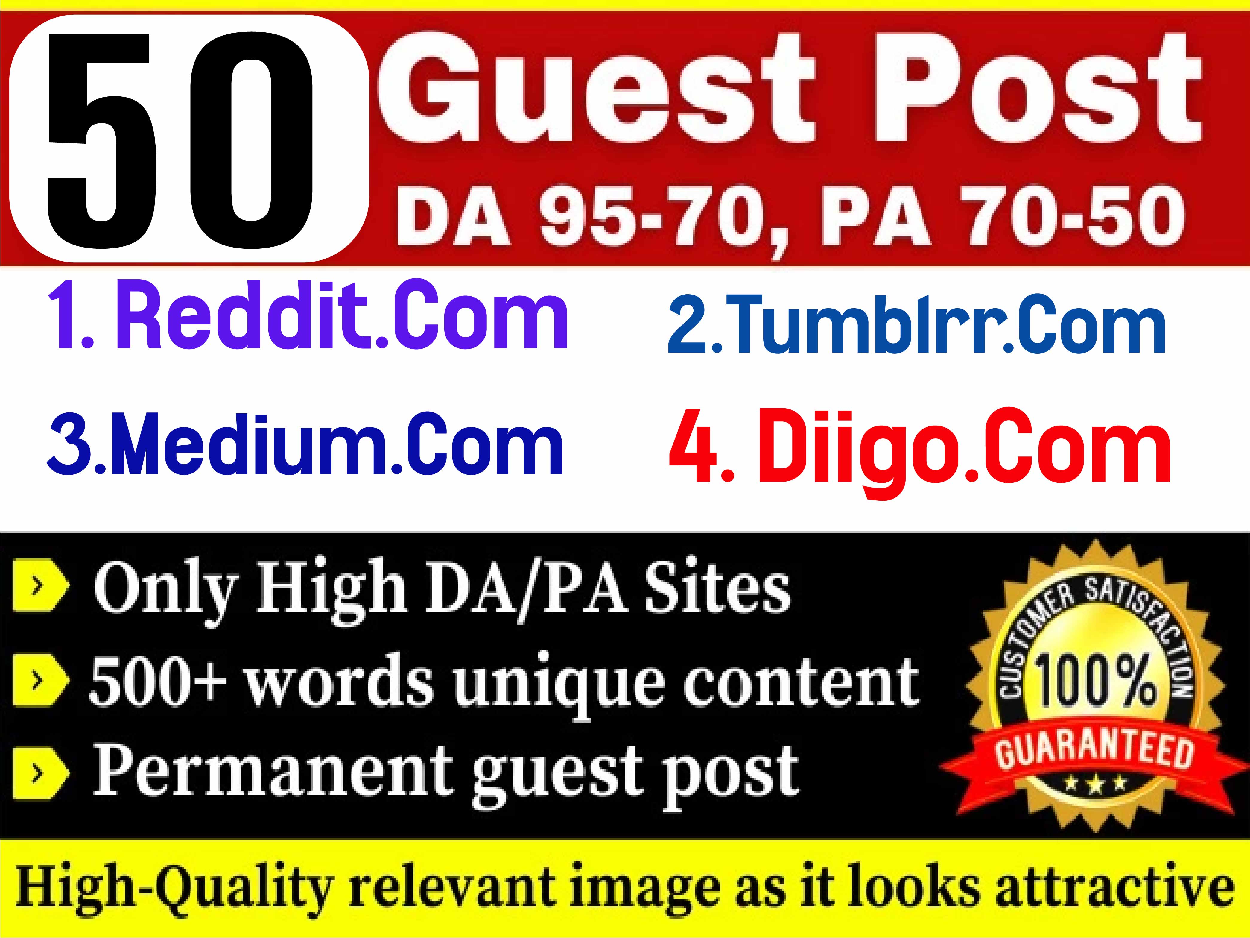 Create 50 Guest Post high-quality Backlinks with DA 79-95 contextual backlinks 2022
