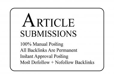 Manually do 40 instant approved article submissions SEO Backlinks