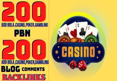I will 200 Casino PBN Backlinks and 200 Blog Comments Backlinks for your Website