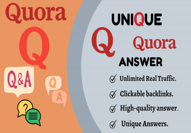 Provide Unique 50 Quora Answer With Clickable Backlinks.