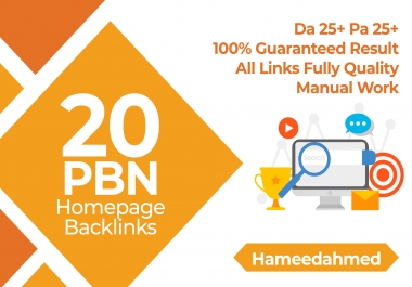 proivde 20 Manual High DA25+ PA 25 Plus Homepage PBN Dofollow Backlinks