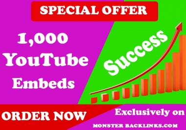 1000,000 YouTube SEO Backlinks and Embeds,  Organic Videoube