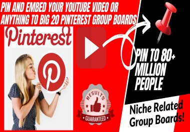Pin and Embed Your YouTube Video or Anything to Big 20 Pinterest Group Boards
