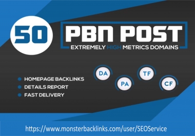 Build 50 High PA DA Homepage PBN Dofollow Backlinks For Your Website