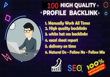 I will 100 SEO backlinks white hat manual link building service high da profile links