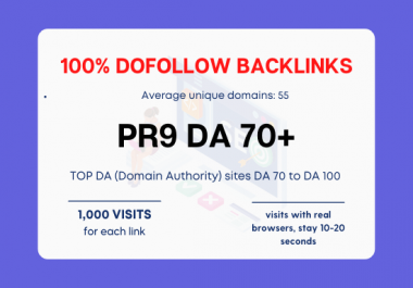 PR9 - 50 Do-follow Backlink Domain Authority 70+100