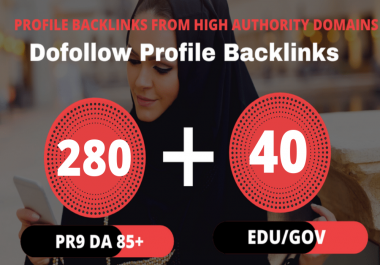 260 Pr9 + 40 Edu/Gov Pr9 High Authority Profile Backlinks