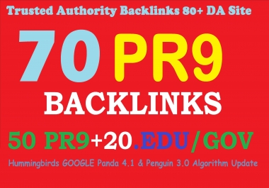 Exclusively 70 backlinks 50 PR9+20 EDU/GOV 80+DA Manual & Safe SEO For Boost Your Google Ranking