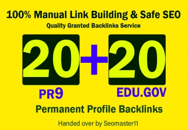 l Will Manually do 20 PR-9 + 20 EDU/GOV Safe High PR Google Ranking 2022