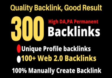 Make 300 high authority white hat SEO profile backlinks,  link building service