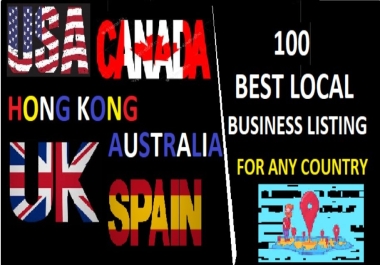 I will create 100 Live local citations USA,  Switzerland,  China,  UK,  Canada,  HK for any country