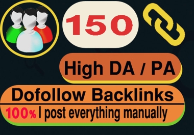 Do manually 150 + place your link DA 70 + High Authority website SEO Dofollow Backlinks