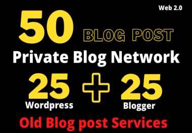 I will create 50 dofollow PBN backlink from blogger and WordPress blog